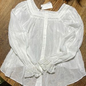 Long sleeve, winter white, a love a, peasant blouse, raglan sleeves. tags,new.